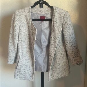 212 Collection Gray and White Textured Blazer Jacket Cotton